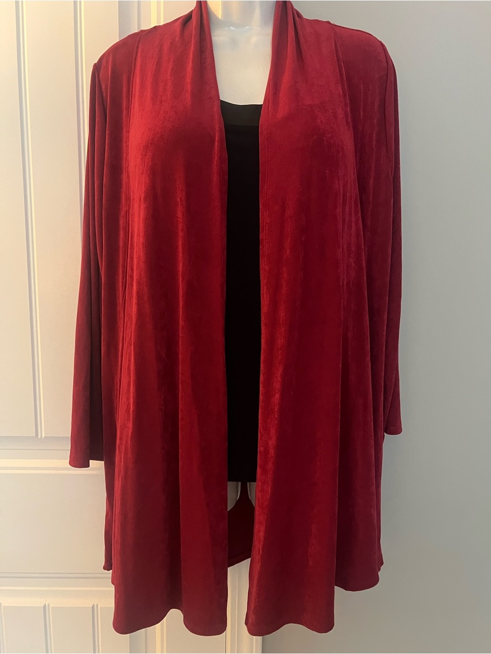 NWT Chico’s Travelers Drape Jacket Deep Cherry Red Size 1/M/8 MSRP $109